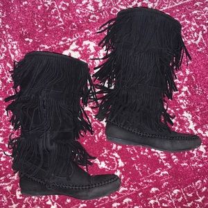 Black Fringe Boots